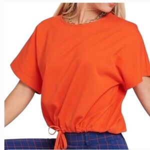NWOT Betabrand Women’s Orange Agile Drawstring Tee, Size XS